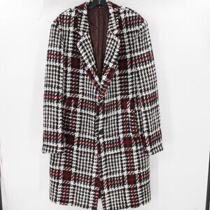 ZARA Overcoat Men's Large Check Wool Blend Single Breasted Casual Modern coat